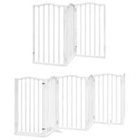 vidaXL Hondenhek inklapbaar met deur 15 panelen 750cm populierhout wit, hondenhekje, veiligheidshekje, honden hek, veiligheidshek, babyhekje