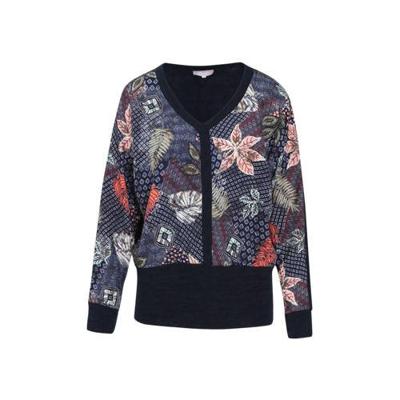 Cassis vest met all over print blauw