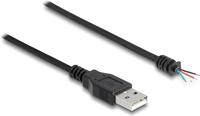 Delock Kabel USB 2.0 Type-A stekker naar 4 x open kabeluiteinden 1 m zwart