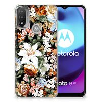 TPU Case voor Motorola Moto E20 | E40 Dark Flowers - thumbnail