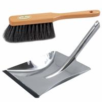 Stoffer en blik bruin/zilver van edelstaal voor binnen - Stoffer en blik