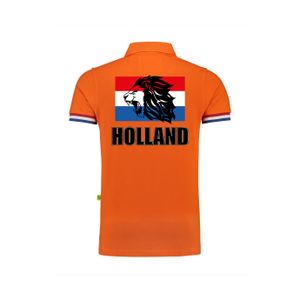 Grote maten Holland fan polo t-shirt oranje luxe kwaliteit Nederlandse vlag met leeuw - 200 grams - heren 4XL  -