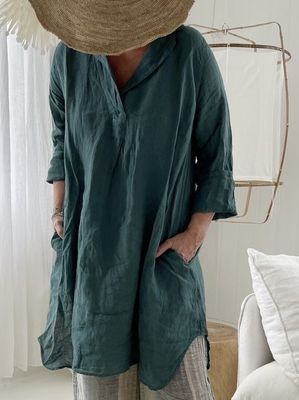 Loose Casual Cotton And Linen Shirt Collar Blouse