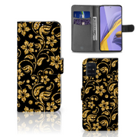 Samsung Galaxy A51 Hoesje Gouden Bloemen