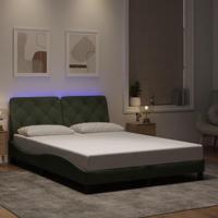 vidaXL Bedframe met LED-verlichting fluweel lichtgrijs 140x200 cm, bed, bed ombouw, tweepersoonsbed, bedbodem, slaapkamermeubel, 2 persoonsbed
