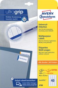 Avery Universele Etiketten, wit, 48,5 x 25,4 mm, permanent klevend