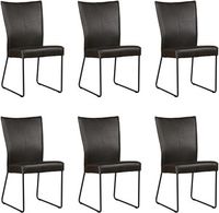 Set van 6 Donkergrijze leren industriële eetkamerstoelen Mate - Granada leer Graphite (donkergrijs leer) - thumbnail