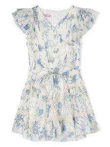 Miss Blumarine robe évasée à fleurs - Tons neutres