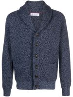 Brunello Cucinelli cardigan en maille mouchetée à col v - Bleu