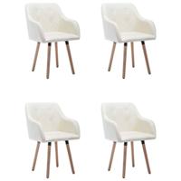 Vidaxl Eetkamerstoelen 4 St Stof Crème
