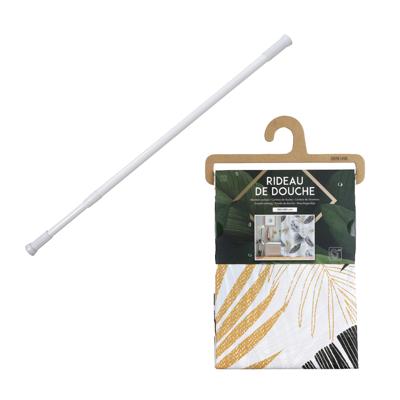 Douchegordijn met ringen - wit/Palmleafes - pvc - 180x180 cm - incl ophangstang uitschuifbaar 70-120