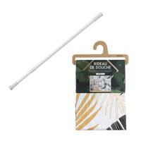 Douchegordijn met ringen - wit/Palmleafes - pvc - 180x180 cm - incl ophangstang uitschuifbaar 70-120