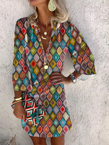 Casual Boho Geometric Printed Dress