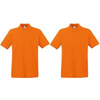 2-Pack maat 2XL oranje poloshirt premium van katoen voor heren