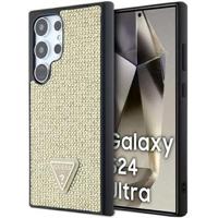 Samsung Galaxy S24 Ultra Guess Rhinestones Triangle Metal Logo Case - Gold - thumbnail