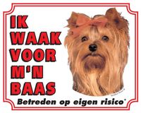 Yorkshire Terrier Waakbord - Ik waak voor mijn baas - thumbnail