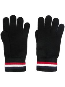 Moncler gants Tricolour en laine vierge - Noir