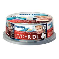 Philips DVD+R ruwe (8.5 GB Data/240 minuten video, 8x High Speed Opname, dubbele laag DL) 25er printable
