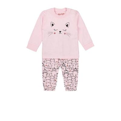 Dirkje pyjama met printopdruk roze/zwart