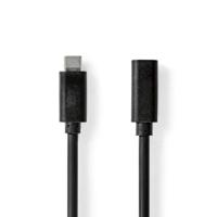 Nedis USB-kabel | USB 3.2 Gen 1 | USB Type-C ™ stekker | USB Type-C ™ Socket | 5 Gbps | 60 W | vernikkeld | 1,00 m | rond | PVC | zwart | plastic zak