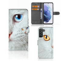 Samsung Galaxy S22 Plus Telefoonhoesje met Pasjes Witte Kat