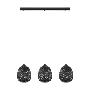 Eglo Zwarte rotan hanglamp Dembleby 1 3-lichts 43266