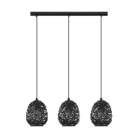 Eglo Zwarte rotan hanglamp Dembleby 1 3-lichts 43266 - thumbnail