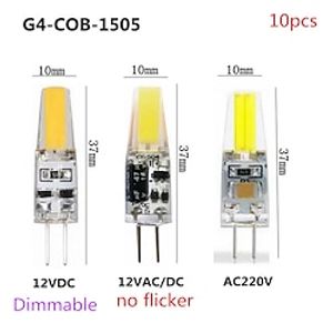 10pcs led cob g4 3w lamp 1505 cob siliconen gloeilamp ac/dc 12v 220v dc12v 360 stralingshoek vervangen halogeen led lamp kroonluchter verlichting Lightinthebox