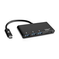 V7 V7UC3U-HUB-BLK-1E USB-C mannelijke naar 5-in-1 vrouwelijke hub Zwart