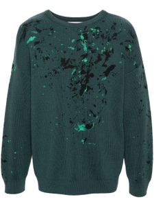 Moschino paint-splatter virgin wool jumper - Vert