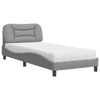 vidaXL Bed met matras stof lichtgrijs 80x200 cm, bedframe, bed, enkel bed, bedframes, bedbodem, stoffen bed, gewelfd bedframe