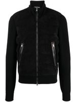 TOM FORD veste bomber à empiècement en daim - Noir