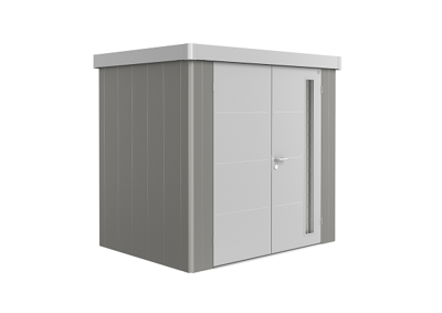 Metalen berging Neo - Dubbele deur - Kwartsgrijs/zilver - 1B (236x180 cm) Metalen berging Neo - Dubbele deur - Kwartsgrijs/zilver - 1B (236x180 cm)