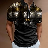 Voor heren POLO Shirt Polo met rits Golfshirt Grafische prints Strijkijzer Wit Geel Blozend Roze Rood Goud Buiten Straat Korte Mouw Vetoketju Afdrukken Kleding Modieus Ontwerper Casual Ademend Lightinthebox