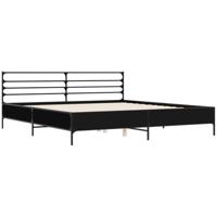 vidaXL Bedframe bewerkt hout metaal zwart 200x200 cm, bed, bed ombouw, twijfelaar, bedbodem, slaapkamermeubel, boxspring, 2 persoonsbed