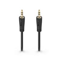 Hama Audiokabel 3,5 mm jack plug naar 3,5 mm jackstekker, 0,5 m (stereo, afgeschermd, vergulde stekker) Aux-kabel met jack naar jack, jackkabel zwart