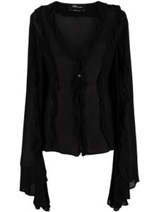 Blumarine blouse drapée à volants - Noir