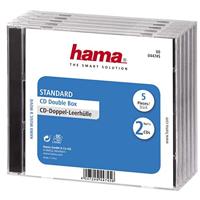 Hama - Standaard CD Double Jewel Case - Pack van 5 - Transparant/Zwart