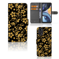 Motorola Moto G22 Hoesje Gouden Bloemen