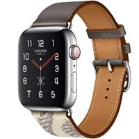 By Qubix - Leren bandje met print - Bruin - Compatible met Apple Watch 38mm / 40mm / 41mm / 42mm - Compatible Apple watch bandjes