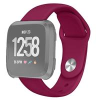 By Qubix - Compatible met Fitbit Versa 1/2 & Lite siliconen bandje - Maat: Small - Wijnrood - Compatible fitbit bandje