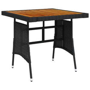 Tuintafel 70x70x72 cm poly rattan en massief acaciahout zwart