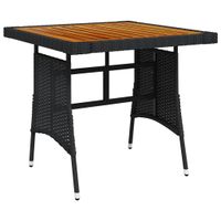 Tuintafel 70x70x72 cm poly rattan en massief acaciahout zwart - thumbnail