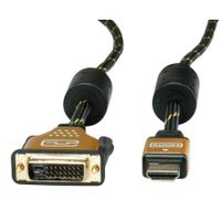 ROLINE 11.04.5890 video kabel adapter 1 m HDMI DVI Zwart, Goud - thumbnail