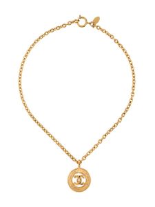 CHANEL Pre-Owned collier à pendentif logo - Or