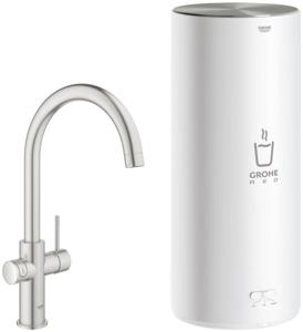 Grohe Red 3-in-1 kokend water kraan met C-uitloop en combi boiler supersteel