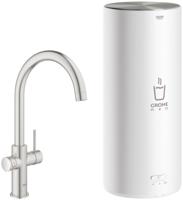 Grohe Red 3-in-1 kokend water kraan met C-uitloop en combi boiler supersteel - thumbnail