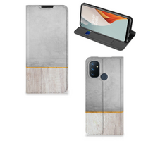 OnePlus Nord N100 Book Wallet Case Wood Concrete - thumbnail