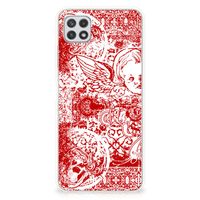 Silicone Back Case Samsung Galaxy A22 5G Angel Skull Rood - thumbnail