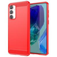 Samsung Galaxy M55/F55/C55 Geborsteld TPU Hoesje - Koolstofvezel - Rood - thumbnail